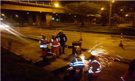 Obras nocturnas en la Autopista Norte con calle 152