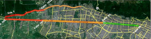 Autonorte límite del DC y la CL 80, Av. Caracas entre CL 80 y CL 26 y Cra. 7ª entre el límite del DC. y CL 127