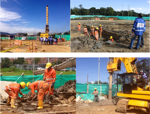 Proceso constructivo de la cimentación para la implantación del puente peatonal tipo TransMilenio que implementará la estación del sistema en la calle 192 por Autopista Norte