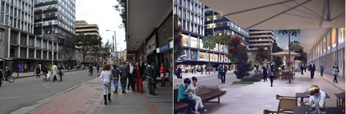 Así sería el corredor de la Carrera Séptima entre la Av Jiménez y la calle 12, tras las obras