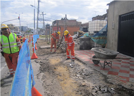 Aspecto de las obras en la carrera 24 en entre las calles calle 76 y 80