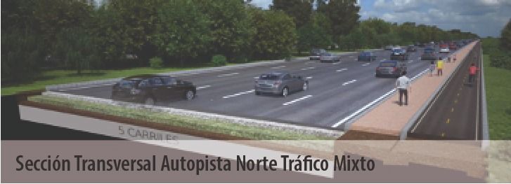 Sección transversal autopista norte Tráfico Mixto 