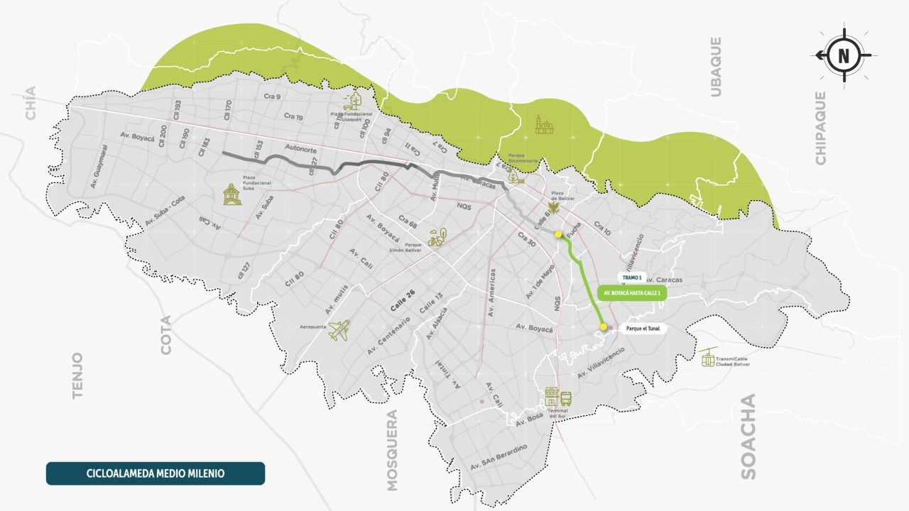 Mapa cicloalameda Medio Milenio