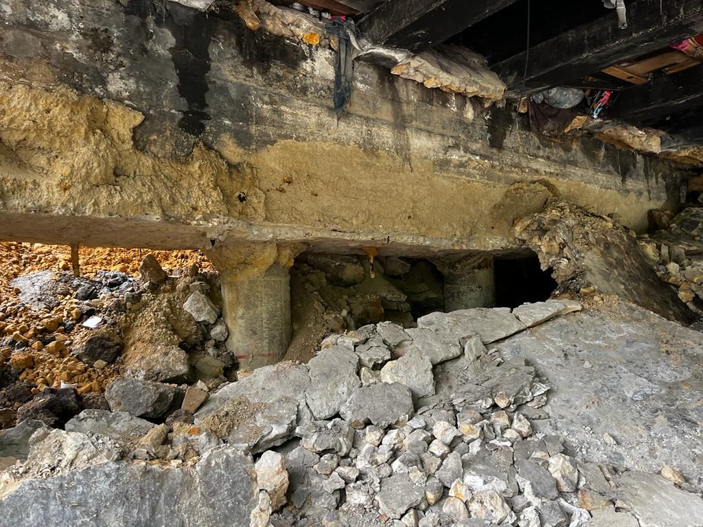 Estructura subterranea de la obra 