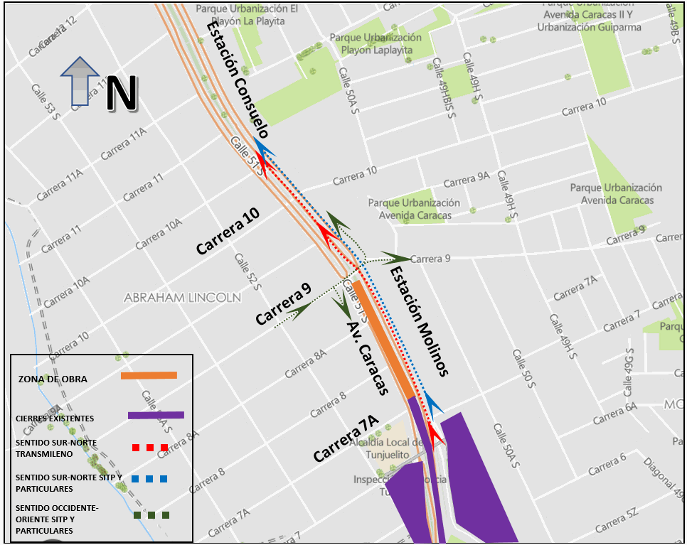 Mapa 2. Tránsito de los buses articulados, SITP y particulares.